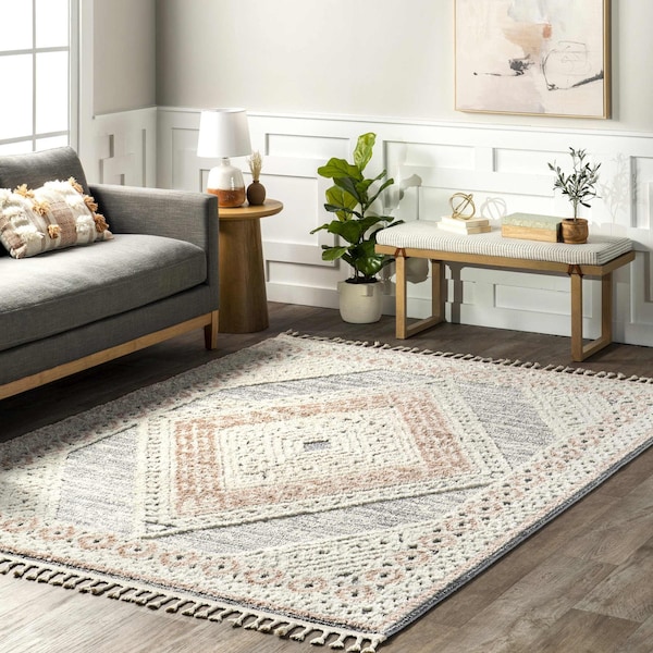 Nuloom Acacia Raised Diamond Tasseled Area Rug 5ft x 8ft ACLA05A-508 - main